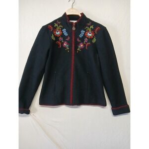 Embroidered wool coat‎ boho artsy Coldwater creek size XS floral